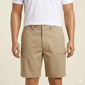 David Taylor Collection Mens Khaki Cargo Shorts Tan Flat Front Size 44 3013